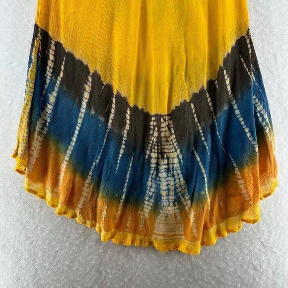 Sunflower Dress FS Tank Mini Floral Embroidered Tie Dye Crinkled Gauze Yellow - Picture 6 of 11